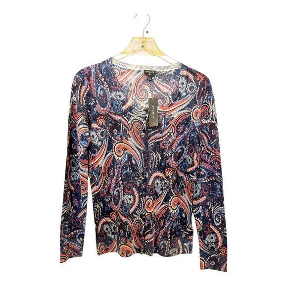 Talbots Fine Merino Wool Paisley Cardigan NWT Sz M - Picture 1 of 5